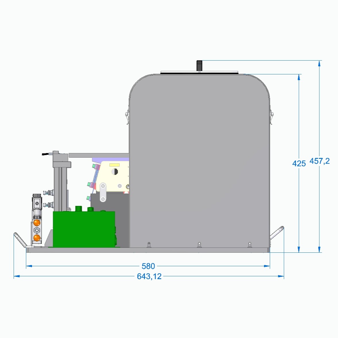 SEALS 501VF Automatic Screw Feeder For Vacuum Pick-up Side View Dimensions