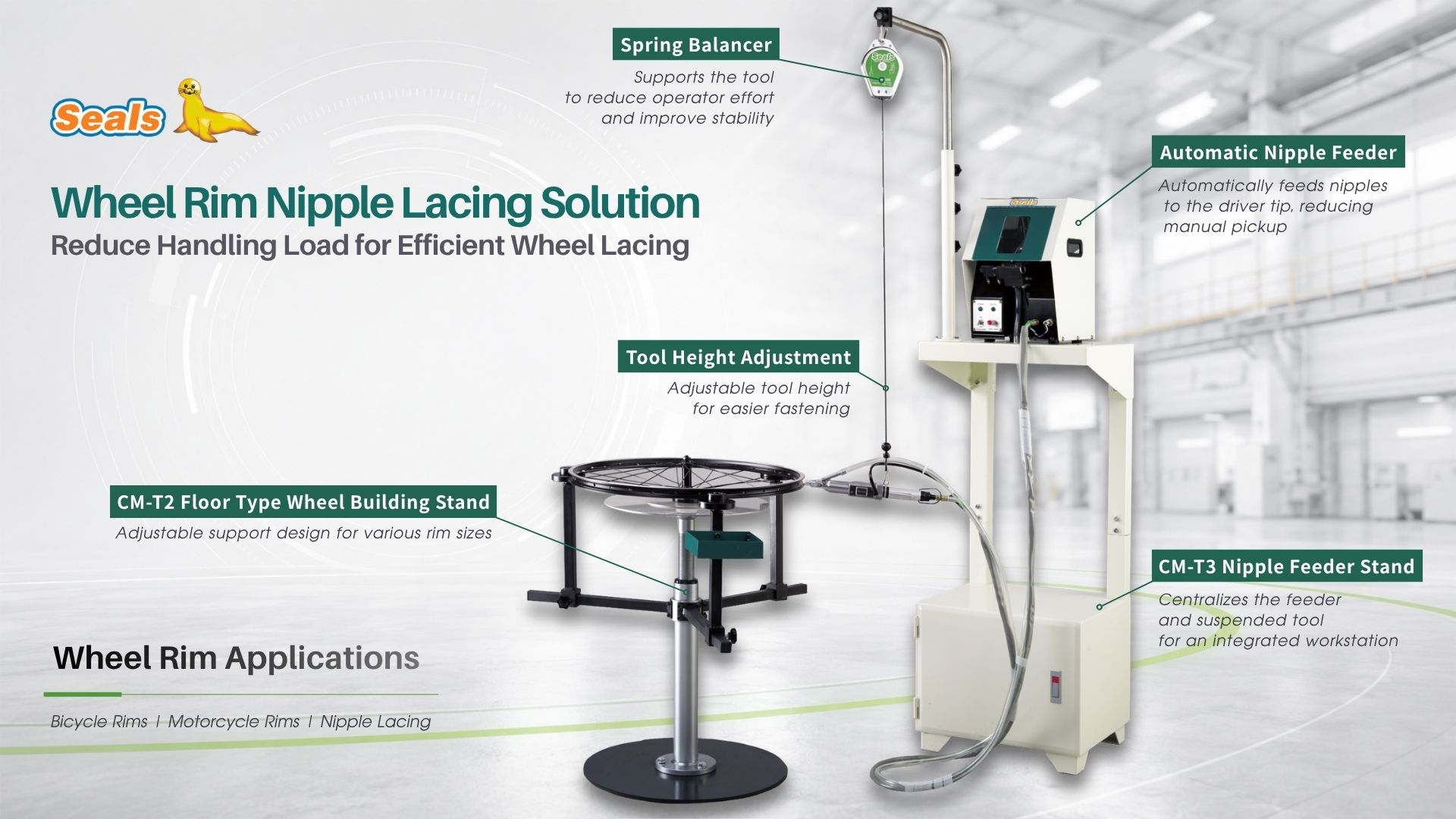 SEALS Automatic Wheel Lacing Machine &ndash; integrated nipple feeding and wheel lacing solution