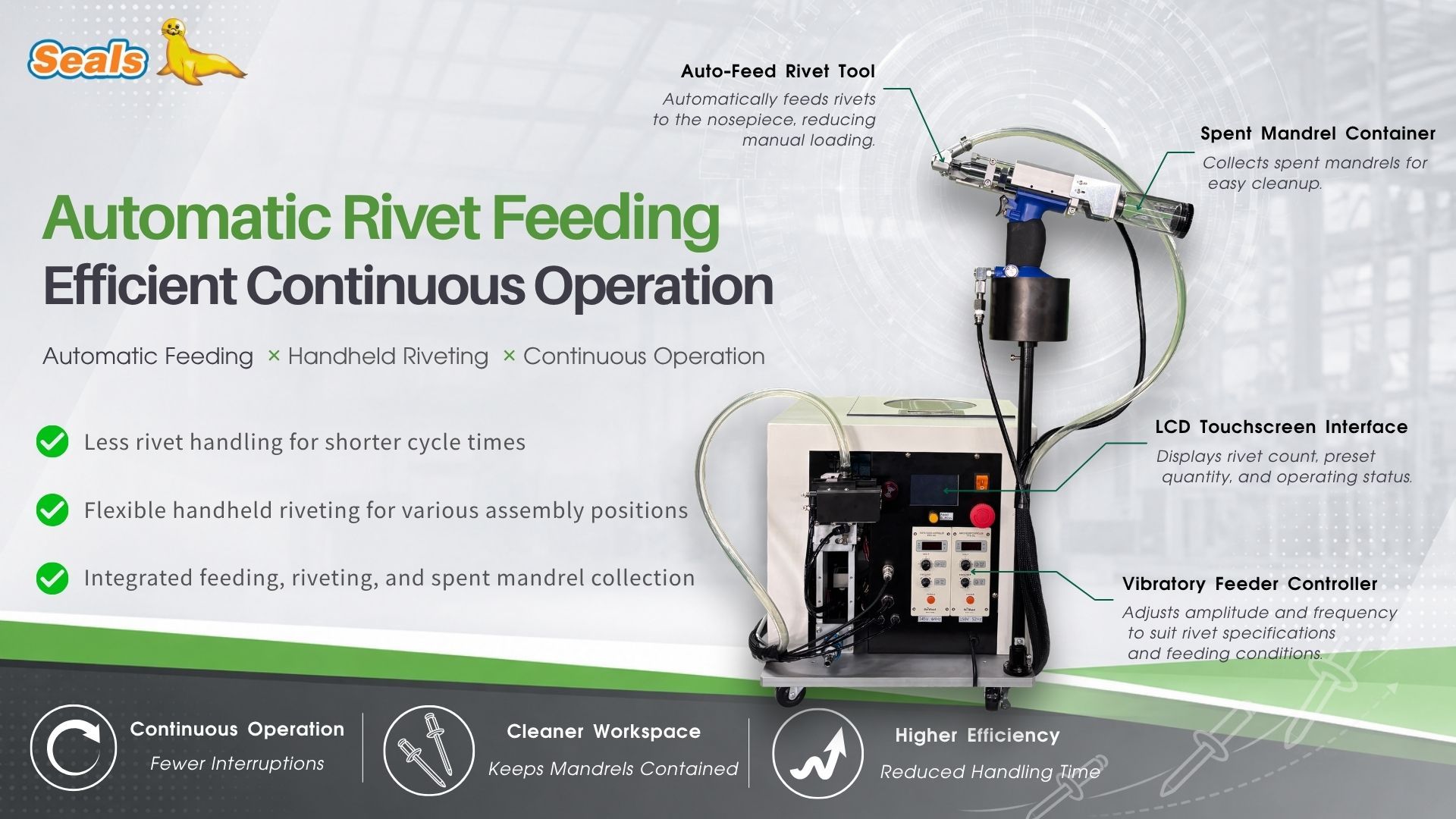 SEALS Automatic Rivet Feeder – Automatic rivet feeding for efficient continuous operation